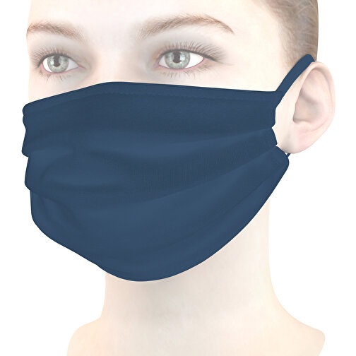 Mund-Nasen-Maske , blautanne, Baumwolle, 11,00cm x 9,00cm (Länge x Breite), Bild 1