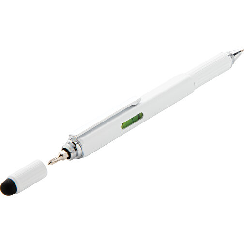 5-in-1 Aluminium Tool-Stift, Weiß , weiß, Aluminium, 15,00cm (Höhe), Bild 2