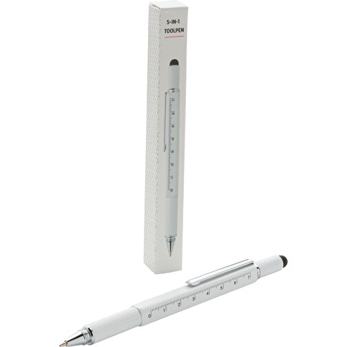5-in-1 Aluminium Tool-Stift, Weiß , weiß, Aluminium, 15,00cm (Höhe), Bild 8