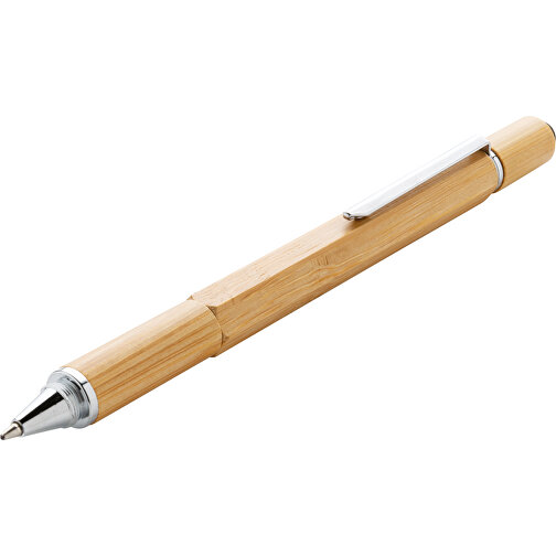 5-in-1 Bambus Tool-Stift, Braun , braun, Bambus, 15,00cm (Höhe), Bild 1