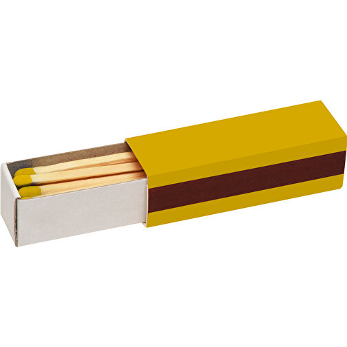 Streichholzschachtel 5,6 X 1,7 X 1,7 Cm , gelb/weiß, Holz, Karton, 5,60cm x 1,70cm x 1,70cm (Länge x Höhe x Breite), Bild 1
