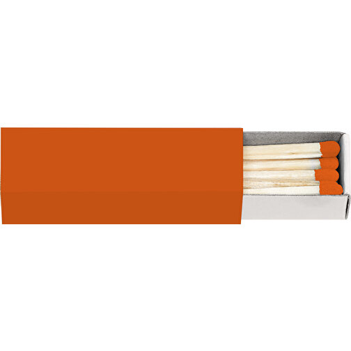 Streichholzschachtel 5,6 X 1,7 X 1,7 Cm , orange/weiß, Holz, Karton, 5,60cm x 1,70cm x 1,70cm (Länge x Höhe x Breite), Bild 2
