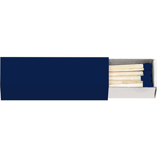 Streichholzschachtel 5,6 X 1,7 X 1,7 Cm , dunkelblau/weiß, Holz, Karton, 5,60cm x 1,70cm x 1,70cm (Länge x Höhe x Breite), Bild 2
