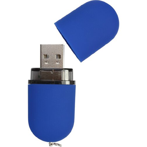 USB-Stick ROUND 128GB , Promo Effects MB , blau gummiert MB , 131 GB , Kunststoff MB , 3 - 10 MB/s MB , 6,20cm x 1,25cm x 2,40cm (Länge x Höhe x Breite), Bild 2