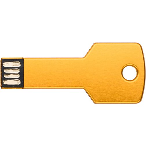 USB-Stick Schlüssel 2.0 128GB , Promo Effects MB , gold MB , 131 GB , Metall MB , 3 - 10 MB/s MB , 5,70cm x 2,40cm (Länge x Breite), Bild 1