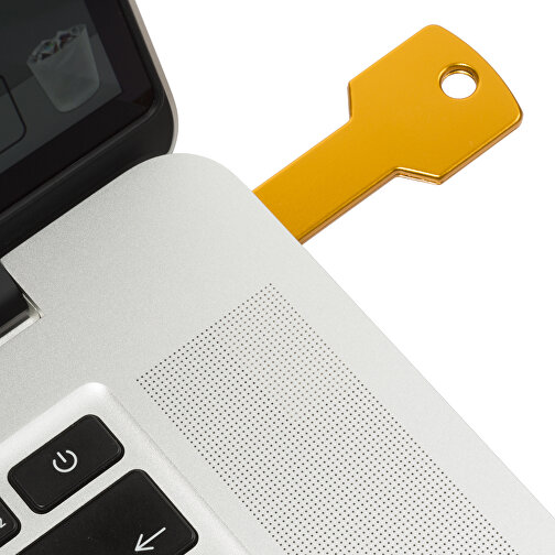 USB-Stick Schlüssel 2.0 128GB , Promo Effects MB , gold MB , 131 GB , Metall MB , 3 - 10 MB/s MB , 5,70cm x 2,40cm (Länge x Breite), Bild 3