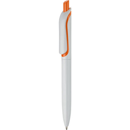 Kugelschreiber Modell Click Shadow - Hergestellt In Deutschland , weiss / orange, ABS, 14,30cm (Länge), Bild 1