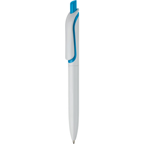 Kugelschreiber Modell Click Shadow - Hergestellt In Deutschland , weiß / hellblau, ABS, 14,30cm (Länge), Bild 1