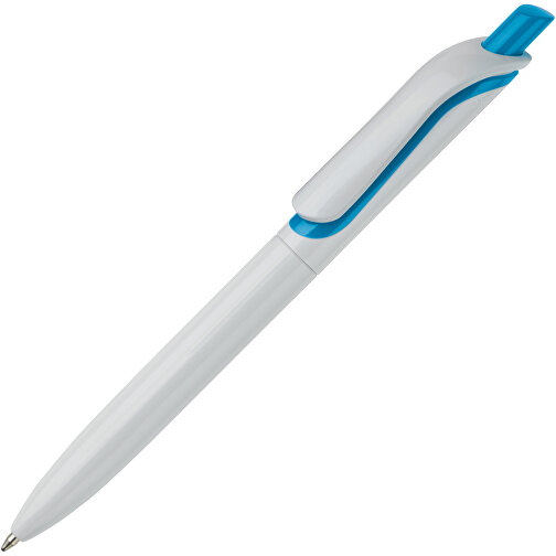 Kugelschreiber Modell Click Shadow - Hergestellt In Deutschland , weiss / hellblau, ABS, 14,30cm (Länge), Bild 2
