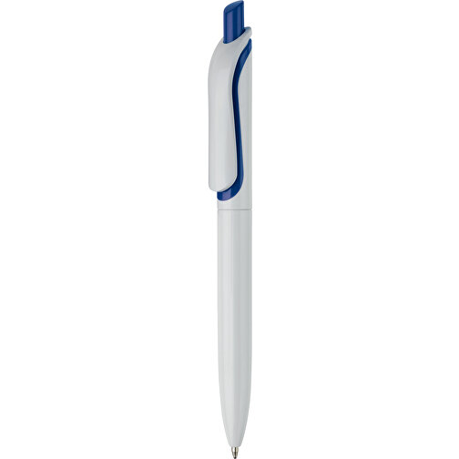 Kugelschreiber Modell Click Shadow - Hergestellt In Deutschland , weiß / dunkelblau, ABS, 14,30cm (Länge), Bild 1