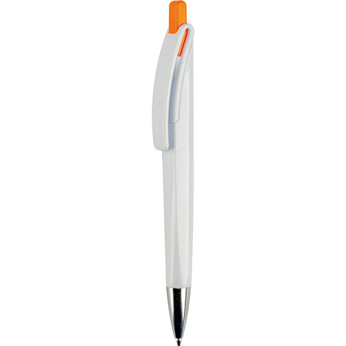 Kugelschreiber Riva Hardcolour , weiß / orange, ABS, 14,40cm (Länge), Bild 1