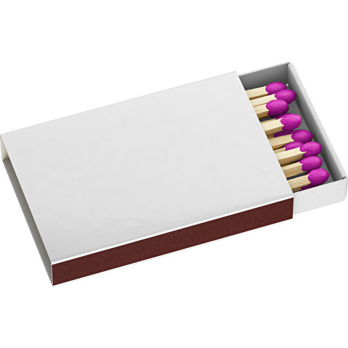 Streichholzschachtel 5,5 X 3,6 X 0,8 Cm , weiß / pink, Holz, Karton, 5,50cm x 0,80cm x 3,60cm (Länge x Höhe x Breite), Bild 1
