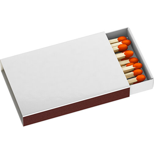 Streichholzschachtel 5,5 X 3,6 X 0,8 Cm , weiß / orange, Holz, Karton, 5,50cm x 0,80cm x 3,60cm (Länge x Höhe x Breite), Bild 1