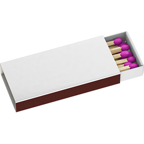 Streichholzschachtel 5,5 X 2,3 X 0,7 Cm , weiß / pink, Holz, Karton, 5,50cm x 0,70cm x 2,30cm (Länge x Höhe x Breite), Bild 1