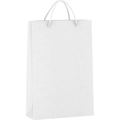 Tragetasche Basic 5 Mit Kunststoffkordeln , weiß, Kraftpapier, 24,00cm x 36,00cm x 9,00cm (Länge x Höhe x Breite), Bild 1
