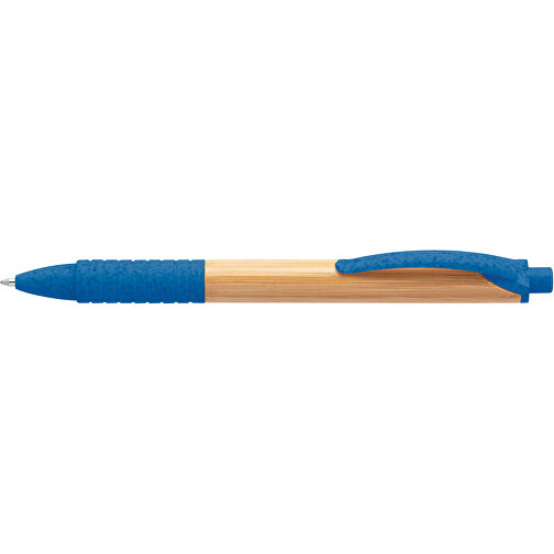 KUMA. Bambus-Kugelschreiber Mit Einem Anti-Rutsch-Clip , königsblau, Bambus. Weizenstrohfaser. ABS, , Bild 3