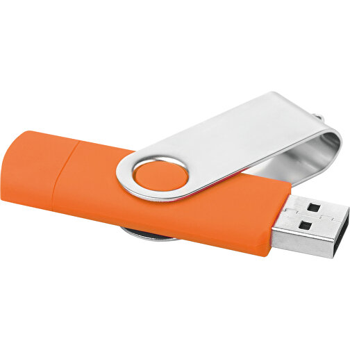 On The Go USB Stick , orange MB , 4 GB , ABS, Metall MB , 2.5 - 6 MB/s MB , 7,00cm x 1,10cm x 2,00cm (Länge x Höhe x Breite), Bild 2