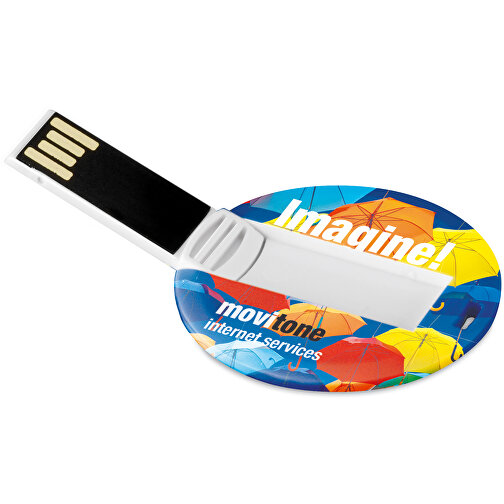 Runder USB Stick , weiß MB , 4 GB , ABS MB , 2.5 - 6 MB/s MB , 4,30cm x 0,30cm x 4,30cm (Länge x Höhe x Breite), Bild 1