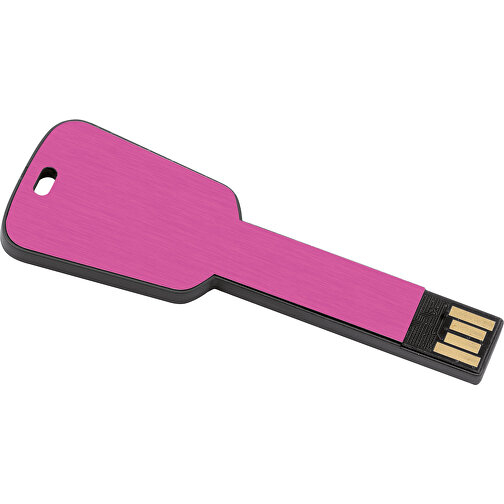 USB-Stick In Schlüsselform , fuchsie MB , 4 GB , ABS, Aluminium MB , 2.5 - 6 MB/s MB , 7,68cm x 0,30cm x 2,80cm (Länge x Höhe x Breite), Bild 1