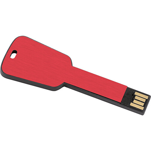 USB-Stick In Schlüsselform , rot MB , 8 GB , ABS, Aluminium MB , 2.5 - 6 MB/s MB , 7,68cm x 0,30cm x 2,80cm (Länge x Höhe x Breite), Bild 1