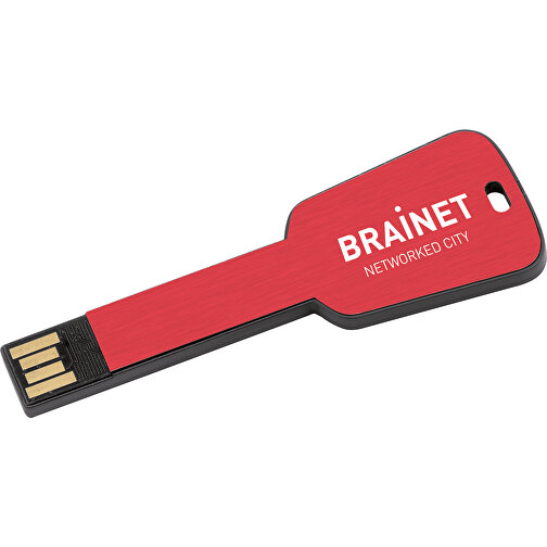 USB-Stick In Schlüsselform , rot MB , 8 GB , ABS, Aluminium MB , 2.5 - 6 MB/s MB , 7,68cm x 0,30cm x 2,80cm (Länge x Höhe x Breite), Bild 3