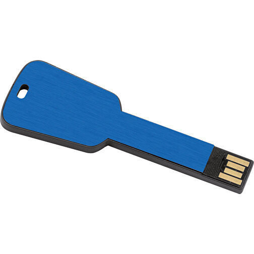 USB-Stick In Schlüsselform , blau MB , 1 GB , ABS, Aluminium MB , 2.5 - 6 MB/s MB , 7,68cm x 0,30cm x 2,80cm (Länge x Höhe x Breite), Bild 1