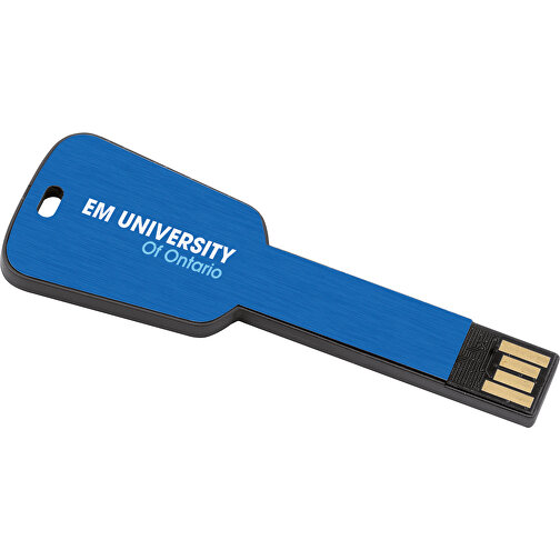 USB-Stick In Schlüsselform , blau MB , 1 GB , ABS, Aluminium MB , 2.5 - 6 MB/s MB , 7,68cm x 0,30cm x 2,80cm (Länge x Höhe x Breite), Bild 2