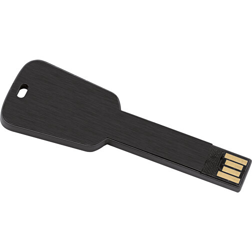 USB-Stick In Schlüsselform , schwarz MB , 8 GB , ABS, Aluminium MB , 2.5 - 6 MB/s MB , 7,68cm x 0,30cm x 2,80cm (Länge x Höhe x Breite), Bild 1
