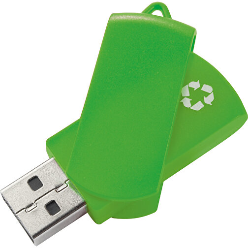 USB Stick Zum Heraus Drehen Aus 100% Recycling-Material , grün MB , 8 GB , ABS MB , 2.5 - 6 MB/s MB , 6,00cm x 1,05cm x 1,80cm (Länge x Höhe x Breite), Bild 2
