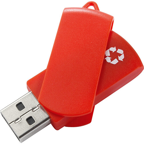 USB Stick Zum Heraus Drehen Aus 100% Recycling-Material , rot MB , 8 GB , ABS MB , 2.5 - 6 MB/s MB , 6,00cm x 1,05cm x 1,80cm (Länge x Höhe x Breite), Bild 1