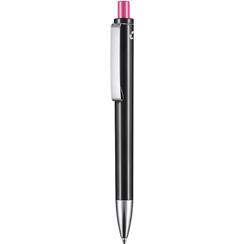 Kugelschreiber EXOS RECYCLED P , Ritter-Pen, schwarz/fuchsia-pink, ABS u. Metall, 14,10cm (Länge), Bild 1