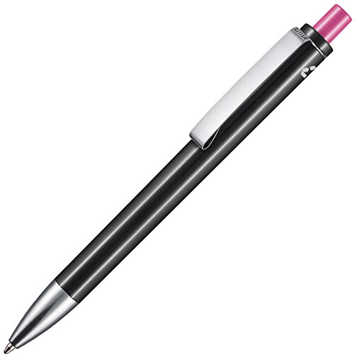 Kugelschreiber EXOS RECYCLED P , Ritter-Pen, schwarz/fuchsia-pink, ABS u. Metall, 14,10cm (Länge), Bild 2