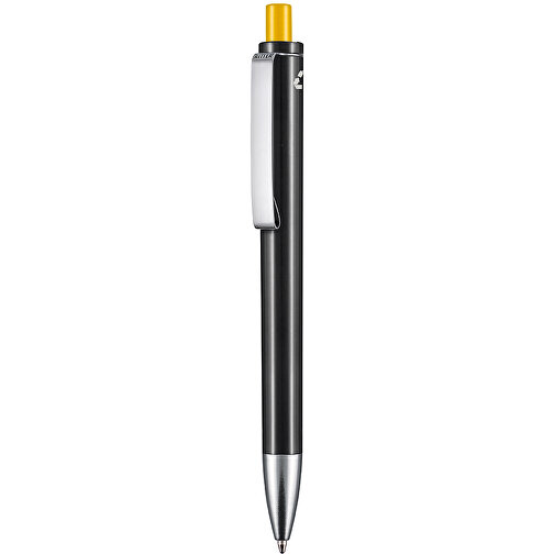 Kugelschreiber EXOS RECYCLED P , Ritter-Pen, schwarz/aprikosengelb, ABS u. Metall, 14,10cm (Länge), Bild 1