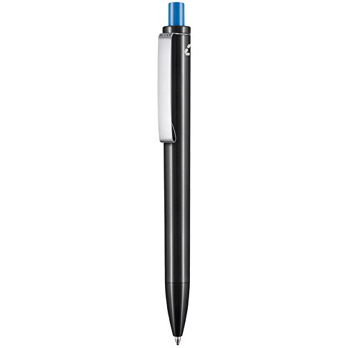 Kugelschreiber EXOS RECYCLED , Ritter-Pen, schwarz/himmelblau, ABS u. Metall, 14,10cm (Länge), Bild 1