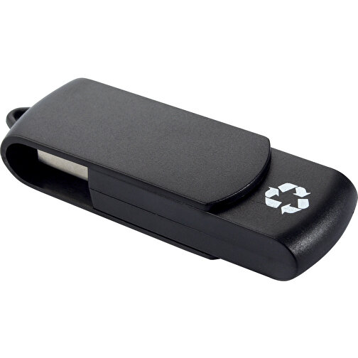 USB Stick Zum Heraus Drehen Aus 100% Recycling-Material , schwarz MB , 4 GB , ABS MB , 2.5 - 6 MB/s MB , 6,00cm x 1,05cm x 1,80cm (Länge x Höhe x Breite), Bild 1