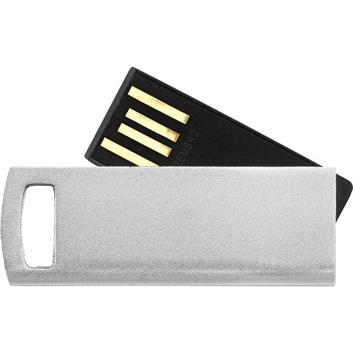 Superflacher USB Stick Mit Metallkette , mattsilber MB , 2 GB , Aluminium MB , 2.5 - 6 MB/s MB , 4,00cm x 0,30cm x 1,40cm (Länge x Höhe x Breite), Bild 3