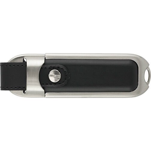 USB Stick Mit Lederapplikationen , schwarz MB , 8 GB , Metall, Leder MB , 2.5 - 6 MB/s MB , 8,60cm x 1,70cm x 2,40cm (Länge x Höhe x Breite), Bild 2