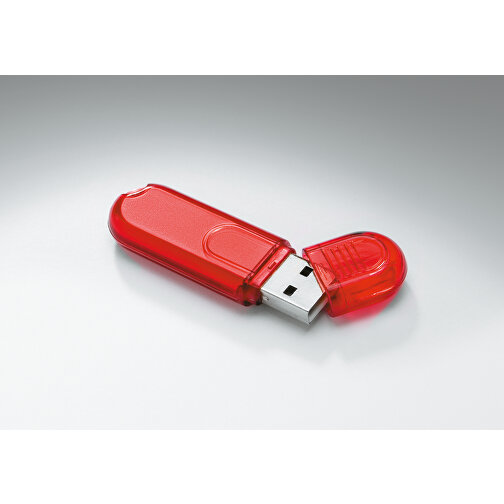 Mini USB Stick , transparent rot MB , 2 GB , ABS MB , 2.5 - 6 MB/s MB , 5,90cm x 0,90cm x 1,80cm (Länge x Höhe x Breite), Bild 3