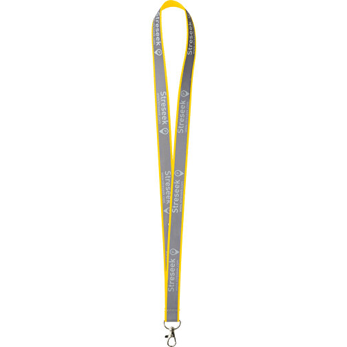 10 Mm Reflektierendes Lanyard , gelb, Polyester, 90,00cm x 1,00cm (Länge x Breite), Bild 1