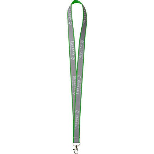 10 Mm Reflektierendes Lanyard , grün, Polyester, 90,00cm x 1,00cm (Länge x Breite), Bild 1