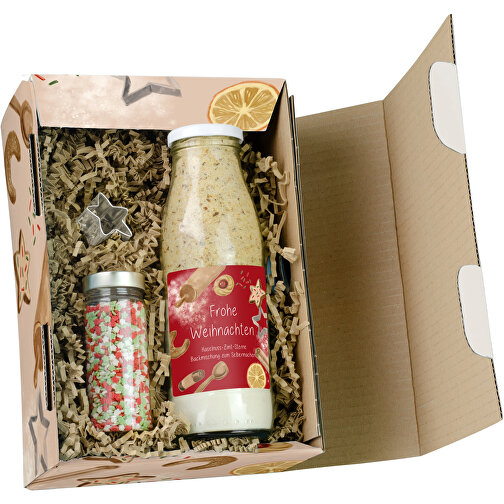 Geschenkbox Plätzchenfreude , Kartonage, Folientüte, Keramik, 18,00cm x 25,00cm x 10,50cm (Länge x Höhe x Breite), Bild 1
