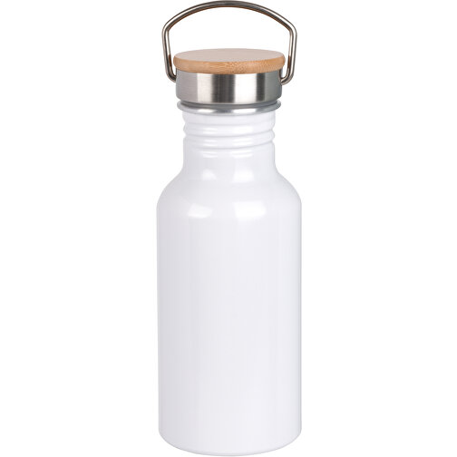 Aluminium Trinkflasche ECO TRANSIT , weiß, Aluminium / Edelstahl / Bambus, 19,00cm (Höhe), Bild 1