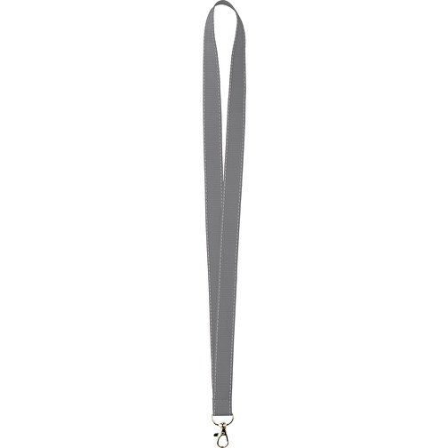 25 Mm Lanyard Mit Reflektierenden Fäden , grau, Polyester, 90,00cm x 2,50cm (Länge x Breite), Bild 1