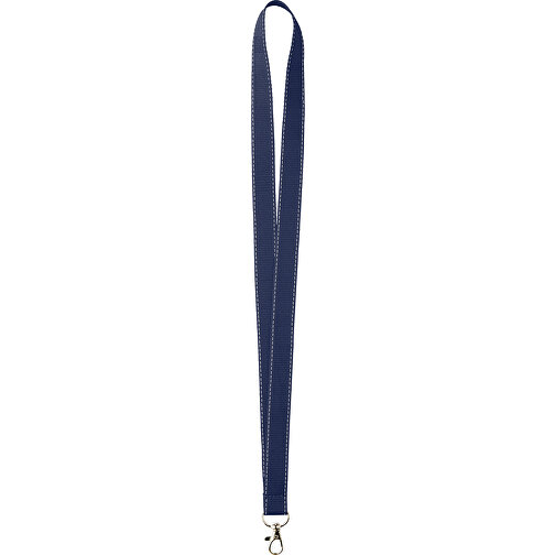 25 Mm Lanyard Mit Reflektierenden Fäden , navy blau, Polyester, 90,00cm x 2,50cm (Länge x Breite), Bild 1