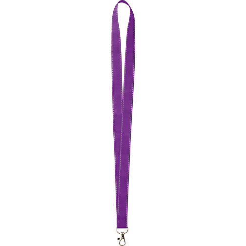 20 Mm Lanyard Mit Reflektierenden Fäden , lila, Polyester, 90,00cm x 2,00cm (Länge x Breite), Bild 1