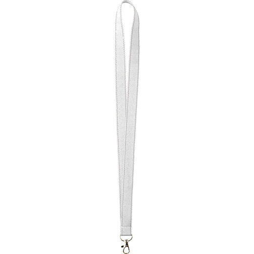 20 Mm Lanyard Mit Reflektierenden Fäden , weiss, Polyester, 90,00cm x 2,00cm (Länge x Breite), Bild 1