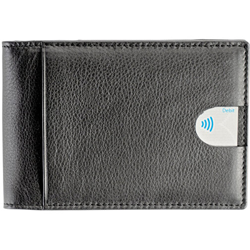 Kartenetui mit RFID Schutz (schwarz, Rindnappaleder, 67g) als Werbemittel  Auf