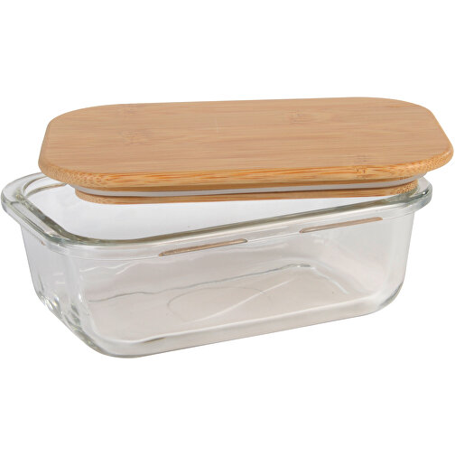 Lunchbox ROSILI M, Füllmenge Ca. 350 Ml , braun, transparent, Borosilikatglas / Bambus, 14,80cm x 5,80cm x 10,70cm (Länge x Höhe x Breite), Bild 1
