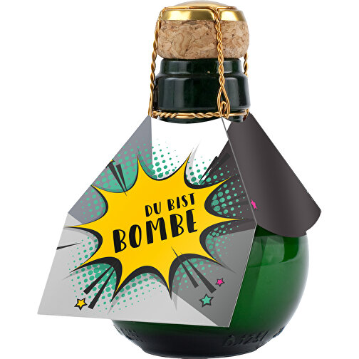 Kleinste Sektflasche Der Welt! Du Bist Bombe - Ohne Geschenkkarton , Glas, 7,50cm x 12,00cm x 7,50cm (Länge x Höhe x Breite), Bild 1