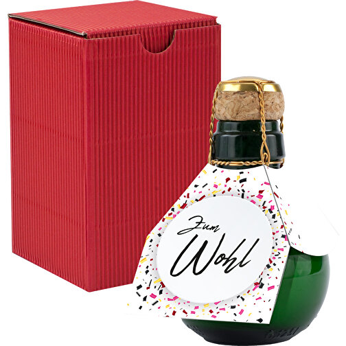 Kleinste Sektflasche Der Welt! Zum Wohl - Inklusive Geschenkkarton In Rot , rot, Glas, 7,50cm x 12,00cm x 7,50cm (Länge x Höhe x Breite), Bild 1